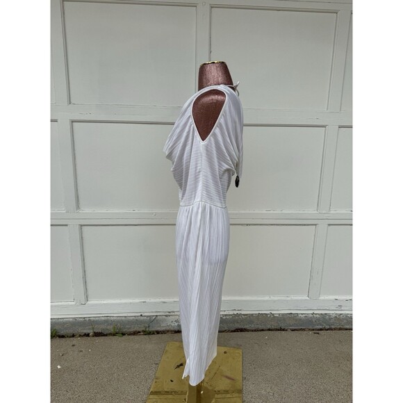 VTG Climax David Howard Dress Pleated White Marilyn Monroe LWD Grecian Goddess - Picture 2 of 5
